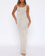 Vacation Style Crew Neck Sleeveless Knit Bodycon Dress