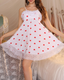 Lace-Trimmed Cotton Heart Print Lounge Nightdress