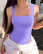 Women's Square Neck Sleeveless Knit Ribbed Vest Bodysuit