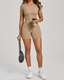 3D Panel Open-Back Athletic Yoga Jumpsuit