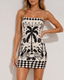 Resort-Style Printed Slim-Fit Fashion Casual Mini Dress