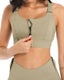 Women's Zipper Front High-Strength Support Adjustable Straps Cross Back Short Fitness Sports Bra