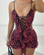 Sexy Leopard Print Low-Cut Hollow Lace-Up Backless Jumpsuit