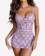 Sexy Floral Lace Mesh Side Slit Nightdress and Thong Set