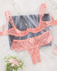 Sexy Lace Mesh Open Crotch Hollow Bra Underwear Set