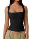 Square Neck Sleeveless Double-layer Tight Seamless Stretch Vest