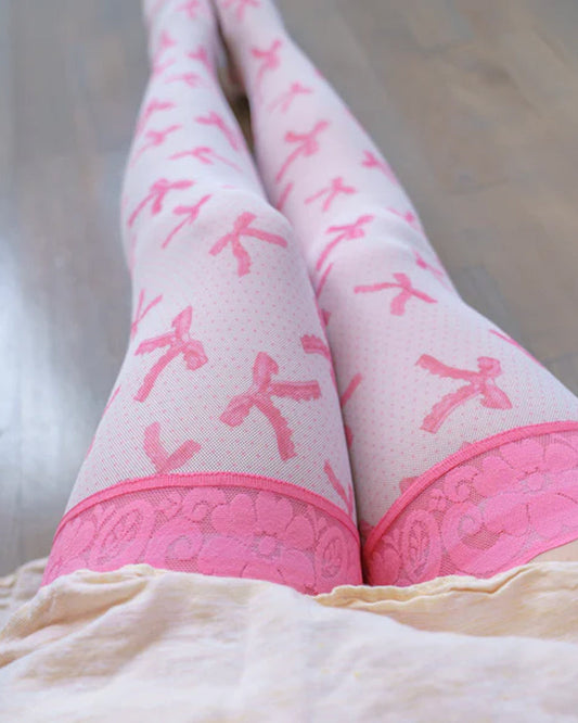 Lace-trimmed Stretch Stockings With Fun Prints