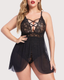 Plus Size Sexy Lace Teddy with Crisscross Front Straps