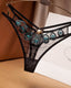 Embroidered Sexy Sheer Mesh Thong