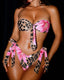 Leopard Floral Print Two-piece Bikini Swimsuit