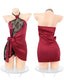 Sexy Halter Neck Lace See-through Mesh Patchwork Lingerie Nightgown Set