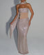 Sexy Sequined Ribbon Sleeveless Strapless Long Dress