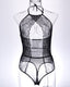Sexy Lace Mesh Openwork Halter Bodysuit