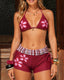 Halter Neck Floral Striped Bikini Swimsuit Set
