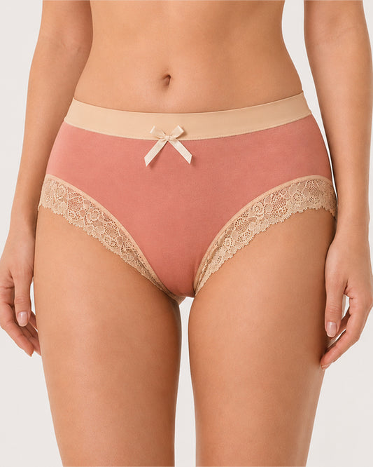 Multi-pack Pure Cotton Colorblock Lace-trimmed Seamless Panties
