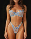 Blue Sexy Mesh Floral Embroidered See-through Lingerie Set