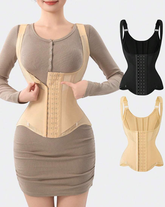 Women's Tummy Control Mesh Breathable Adjustable Straps Waist Trainer Body Shaper