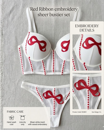 Embroidered Strappy Sexy Lingerie Set