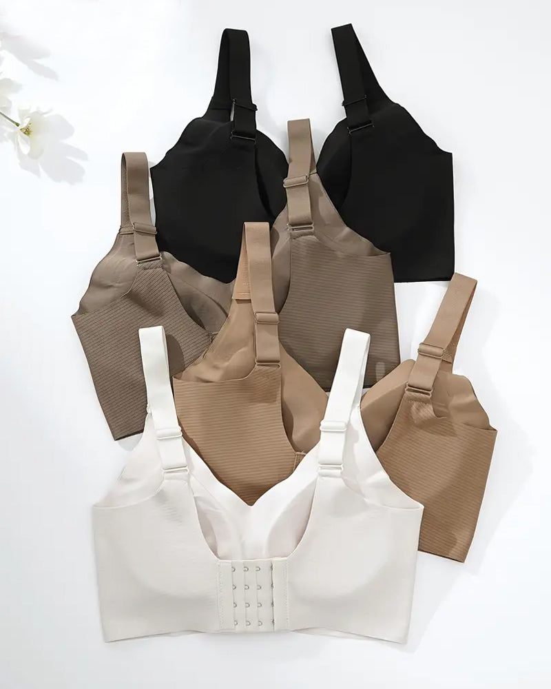 Women's Solid Color Four Rows Adjustable Wireless Bras Secondary image