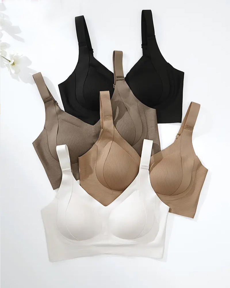 Women's Solid Color Four Rows Adjustable Wireless Bras Main image