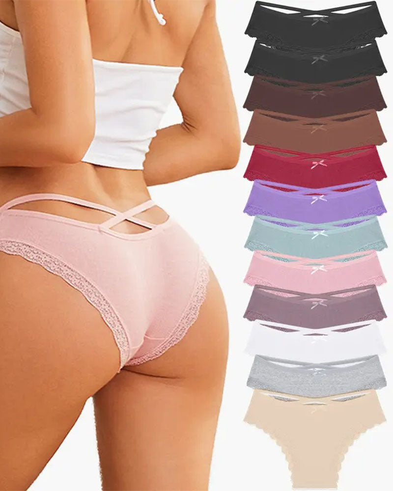 Women's Underwear Threaded Cotton Underwear Cute Bow Low Waist Bikini Lace Panties For Women Main image