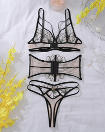 Sexy Jacquard Lace Sheer Mesh Sculpting Lingerie Set