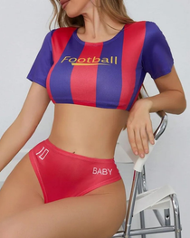 Football Cheerleader Inspired Two-Piece Swimwear Set