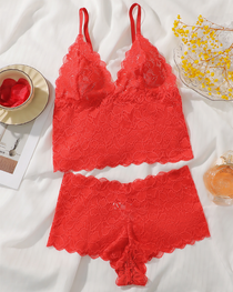Sexy Floral Lace Push-Up Camisole Lingerie Set