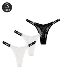 Sexy Heart Lace Thong Panties 3-Pack