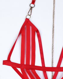 Sexy Sheer Strappy Line Detail Bodysuit