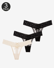 Floral Lace Cutout Thong Panties