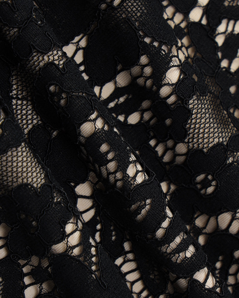 Sexy Black Sheer Lace Trim Bodycon Mini Dress