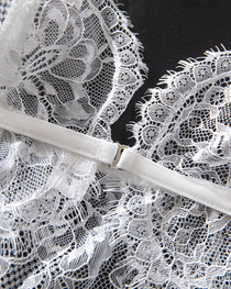 Sexy White Sheer Lace Front-Closure Lingerie Set
