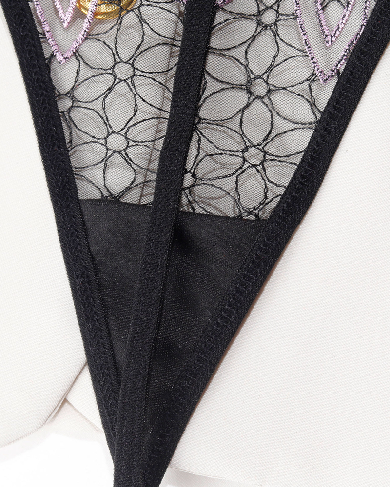 Sexy Embroidered Mesh Bustier Lingerie Set