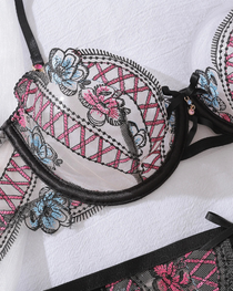 Sexy Floral Embroidered Lace Lingerie Set