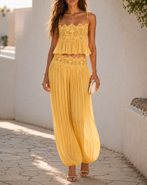 Sexy Elegant Lace & Chiffon Sheer Casual Set