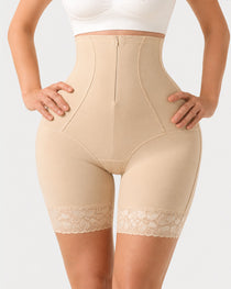 High Waist Tummy Control Zipper Hip-lifting Shaping Shorts