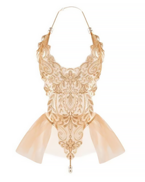 Sexy Pearl Beaded Gilded Embroidered Puff Skirt Bodysuit