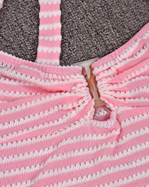 Sexy Beach Vacation Striped Halter Bikini Set