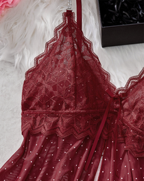 Sheer Mesh Lace Polka Dot Pajama Set