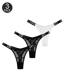 Sexy Heart Lace Thong Panties 3-Pack