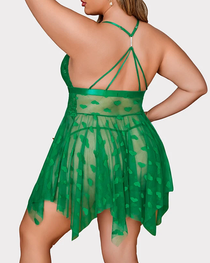 Sexy Heart Cutout Lace Front-Closure Nightdress