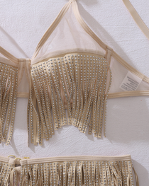 Sexy Sequin Fringe Cut-Out Lingerie Set