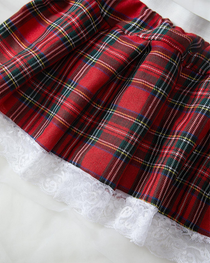 Sexy Sheer Mesh Plaid Schoolgirl Role-Play Lingerie Set