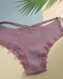 Women's Underwear Threaded Cotton Underwear Cute Bow Low Waist Bikini Lace Panties For Women