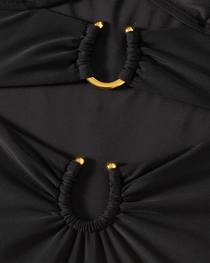 Solid Color Contrast Cut-Out Sexy One-Piece Bikini