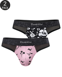 2-Pack Sexy Men's Printed Mesh Low-Rise Thongs