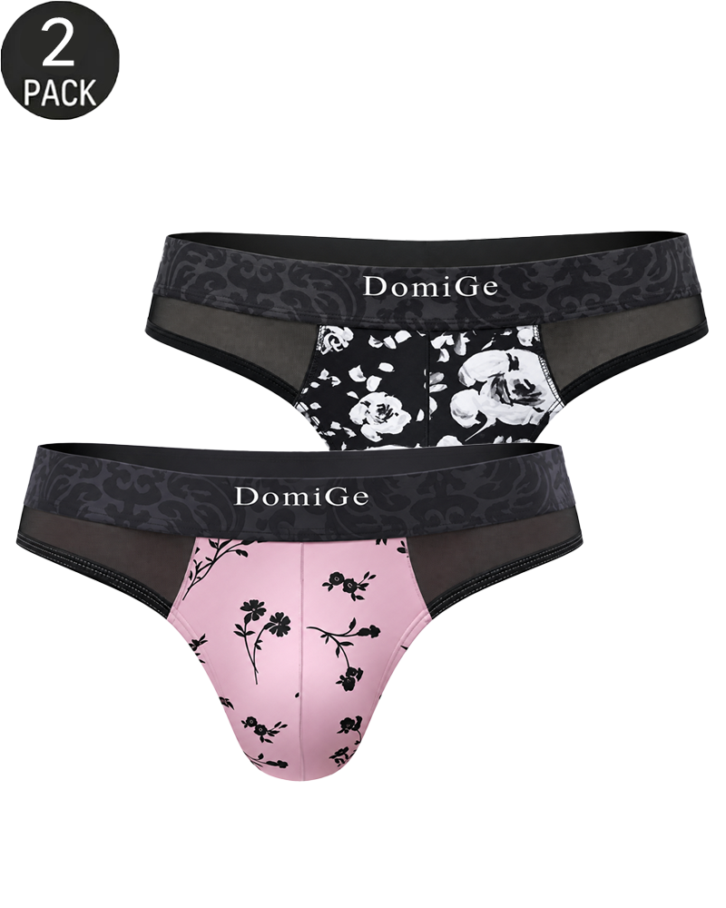 2-Pack Sexy Men's Printed Mesh Low-Rise Thongs