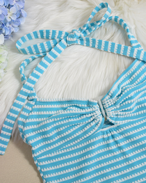 Sexy Beach Vacation Striped Halter Bikini Set