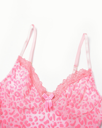 Sexy Leopard Print Sheer Mesh Nightgowns with Matching Thong